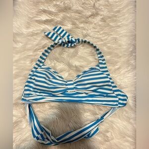 Blue and White Striped Halter Bikini Top